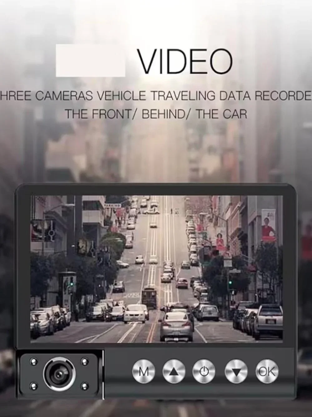 Car DVR 1080P Dash Cam Front Inside Rear Cameras Drive Video Recorder